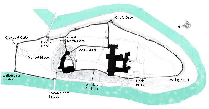 The fortified peninsula had numerous gates, all of which have disappeared. Only their names survive as reminders of where they would have been. 